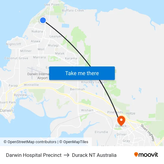 Darwin Hospital Precinct to Durack NT Australia map