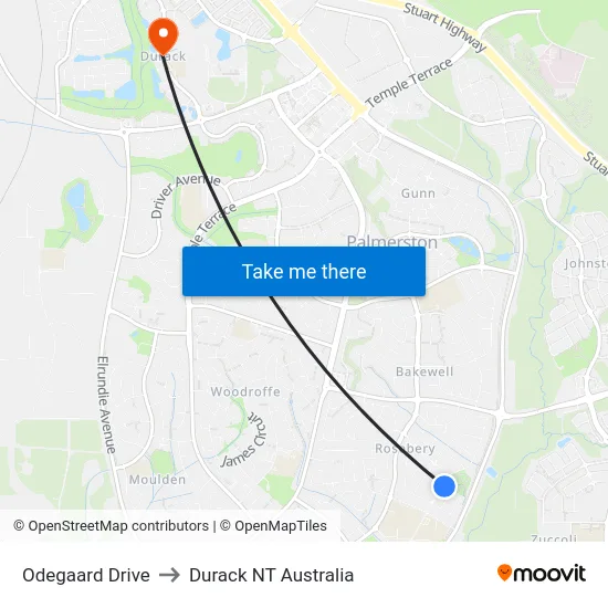 Odegaard Drive to Durack NT Australia map