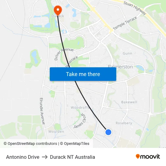 Antonino Drive to Durack NT Australia map