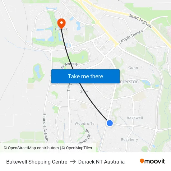 Bakewell Shopping Centre to Durack NT Australia map