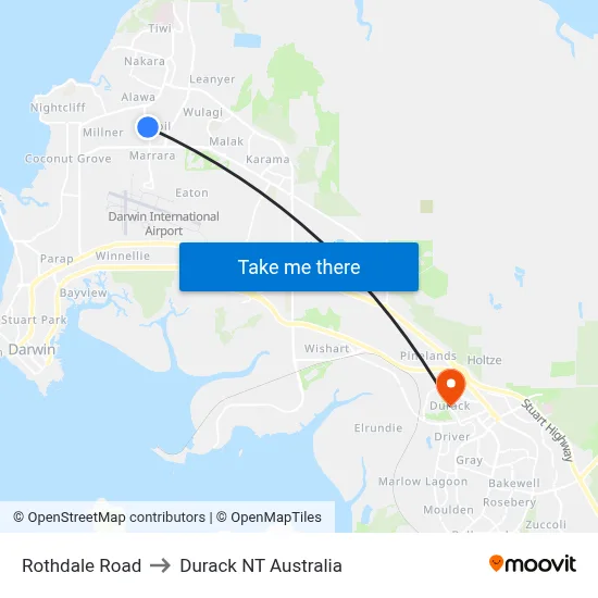Rothdale Road to Durack NT Australia map