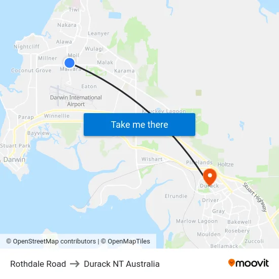 Rothdale Road to Durack NT Australia map
