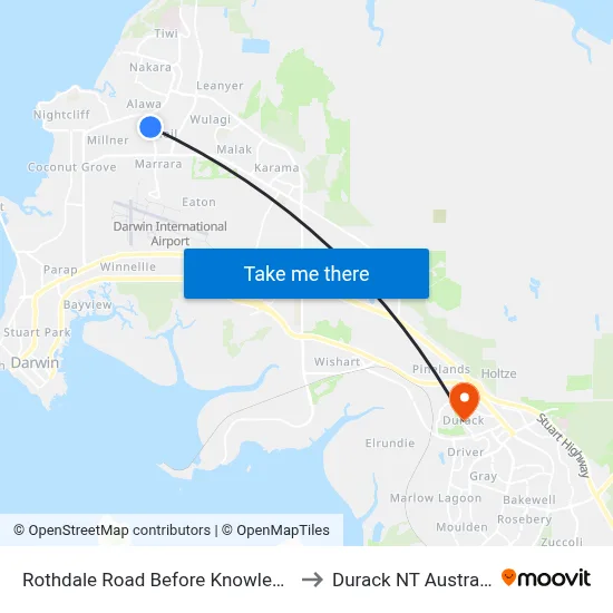 Rothdale Road Before Knowles St to Durack NT Australia map