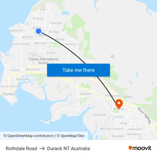 Rothdale Road to Durack NT Australia map