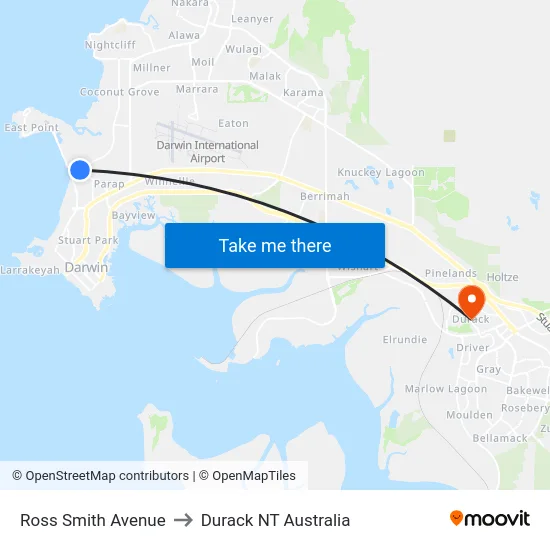 Ross Smith Avenue to Durack NT Australia map