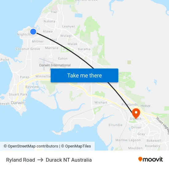 Ryland Road to Durack NT Australia map