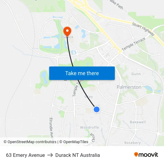 63 Emery Avenue to Durack NT Australia map