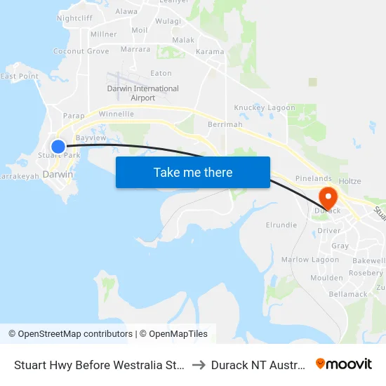 Stuart Hwy Before Westralia Street to Durack NT Australia map