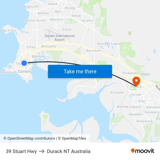 39 Stuart Hwy to Durack NT Australia map