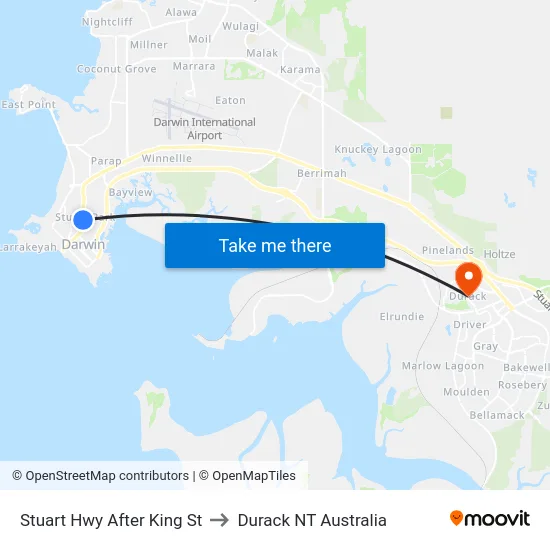 Stuart Hwy After King St to Durack NT Australia map