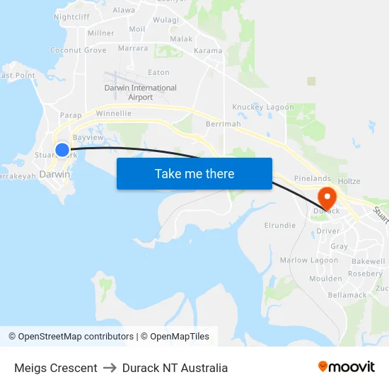 Meigs Crescent to Durack NT Australia map