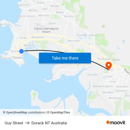 Guy Street to Durack NT Australia map