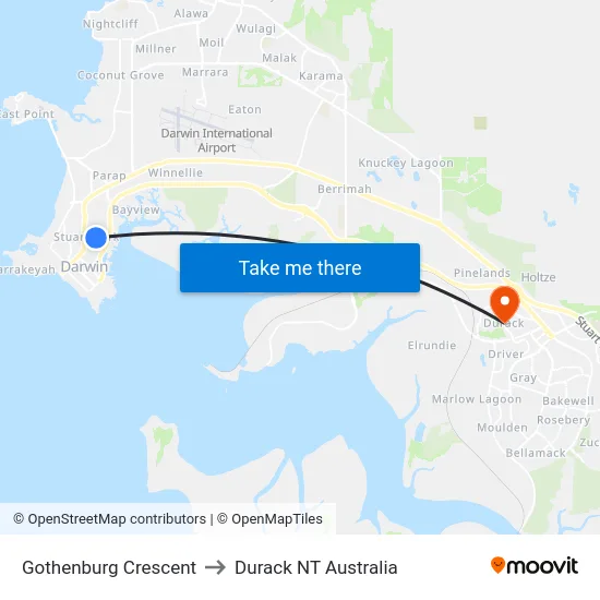 Gothenburg Crescent to Durack NT Australia map