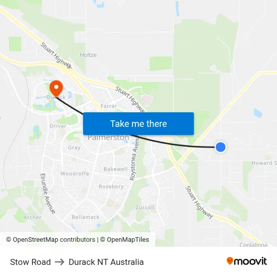 Stow Road to Durack NT Australia map