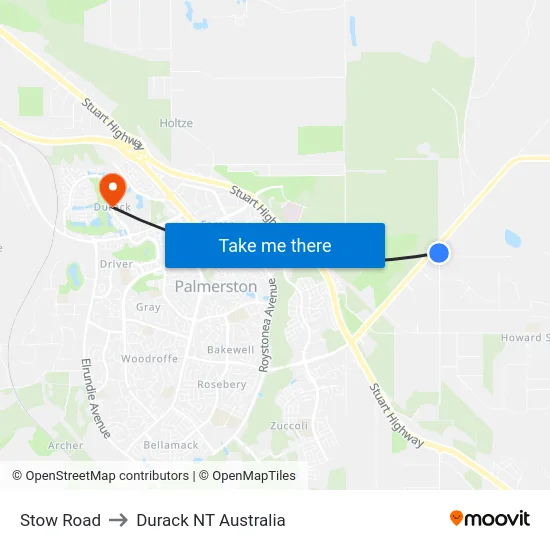 Stow Road to Durack NT Australia map