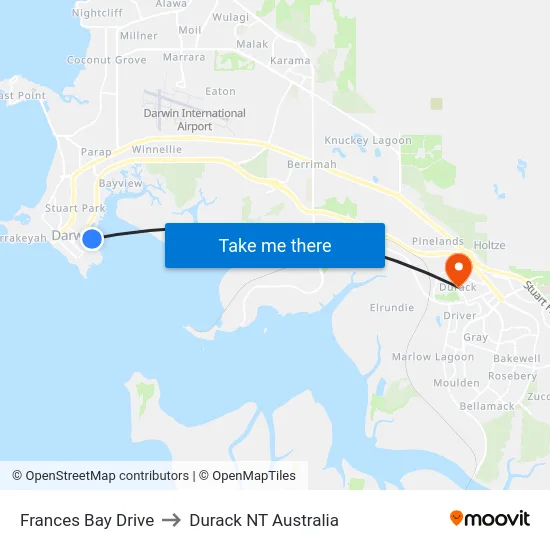 Frances Bay Drive to Durack NT Australia map