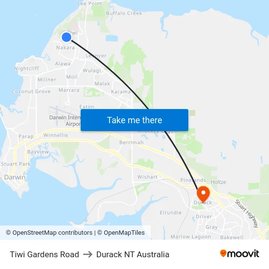 Tiwi Gardens Road to Durack NT Australia map