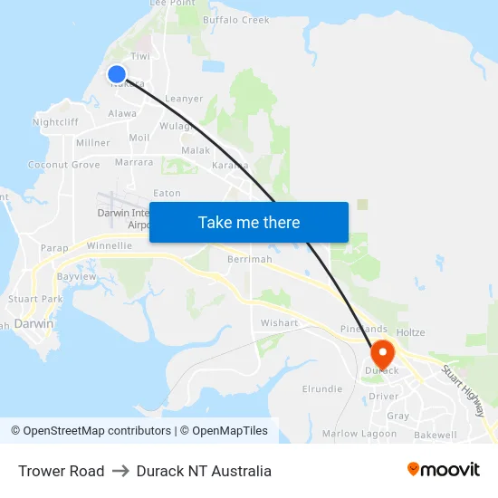 Trower Road to Durack NT Australia map
