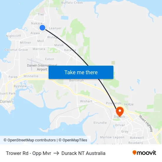 Trower Rd - Opp Mvr to Durack NT Australia map