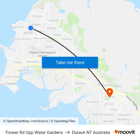 Trower Rd Opp Water Gardens to Durack NT Australia map
