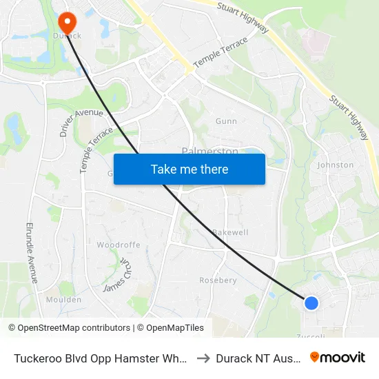 Tuckeroo Blvd Opp Hamster Wheel Park to Durack NT Australia map