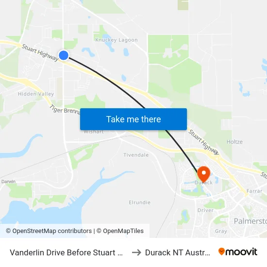 Vanderlin Drive Before Stuart Hwy to Durack NT Australia map