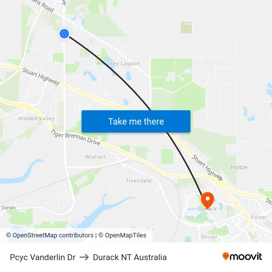 Pcyc Vanderlin Dr to Durack NT Australia map