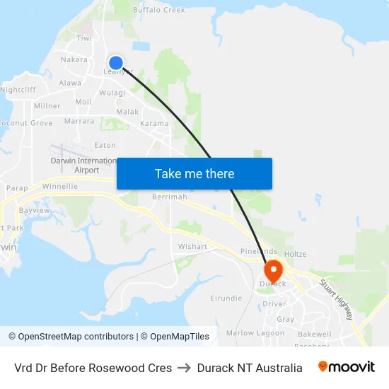 Vrd Dr Before Rosewood Cres to Durack NT Australia map
