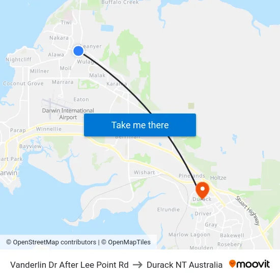 Vanderlin Dr After Lee Point Rd to Durack NT Australia map