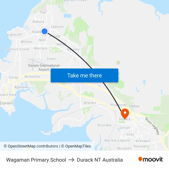 Wagaman Primary School to Durack NT Australia map