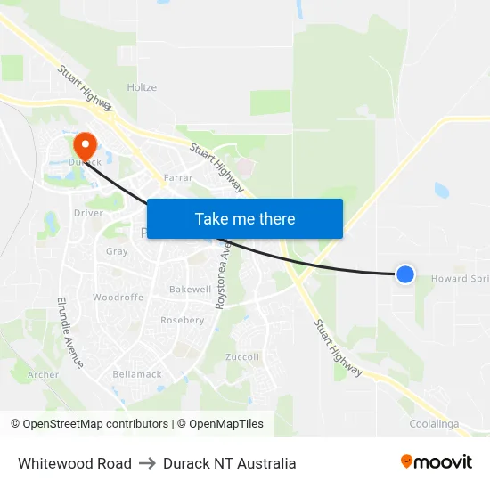 Whitewood Road to Durack NT Australia map