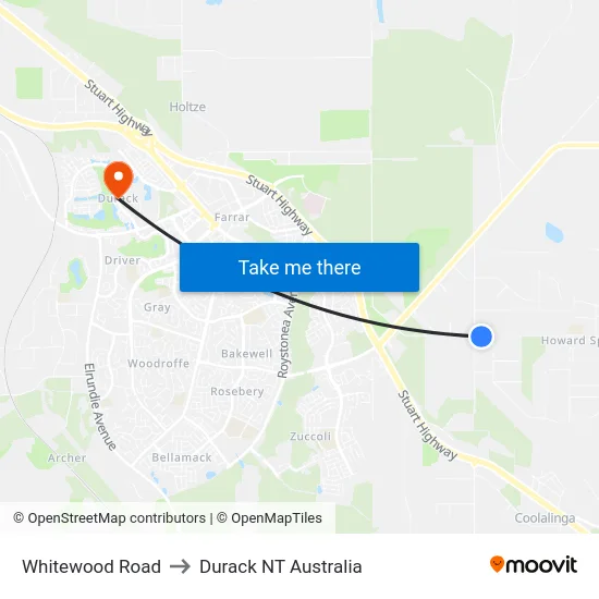 Whitewood Road to Durack NT Australia map