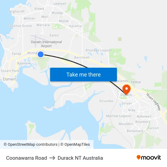 Coonawarra Road to Durack NT Australia map
