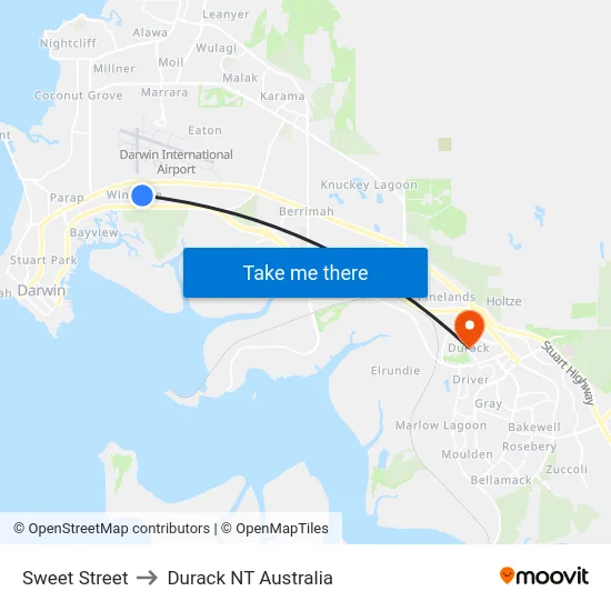 Sweet Street to Durack NT Australia map