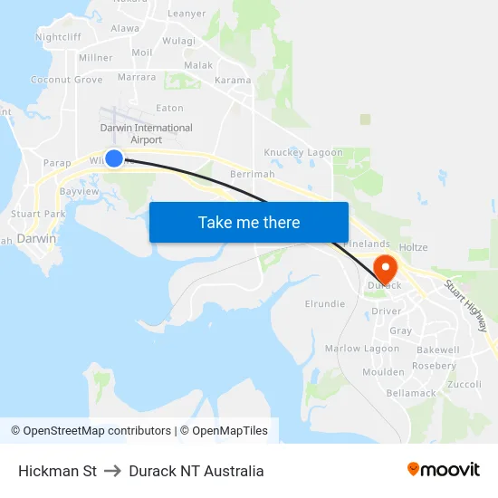 Hickman St to Durack NT Australia map
