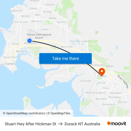 Stuart Hwy After Hickman St to Durack NT Australia map
