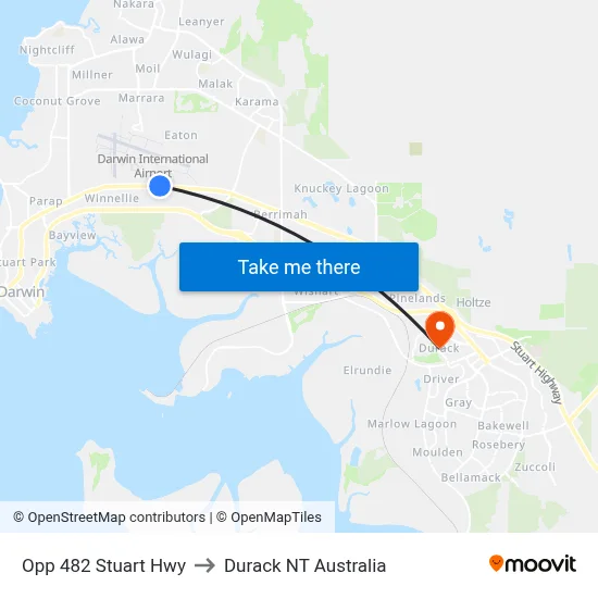 Opp 482 Stuart Hwy to Durack NT Australia map