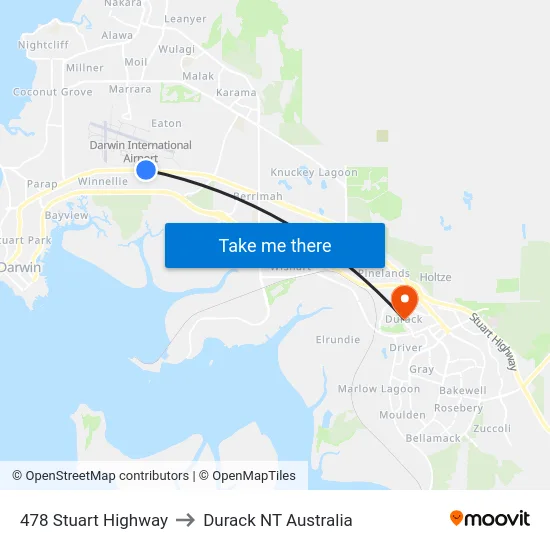 478 Stuart Highway to Durack NT Australia map