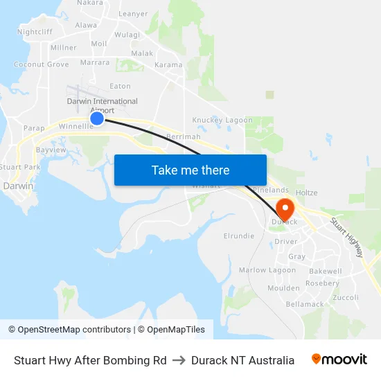 Stuart Hwy After Bombing Rd to Durack NT Australia map