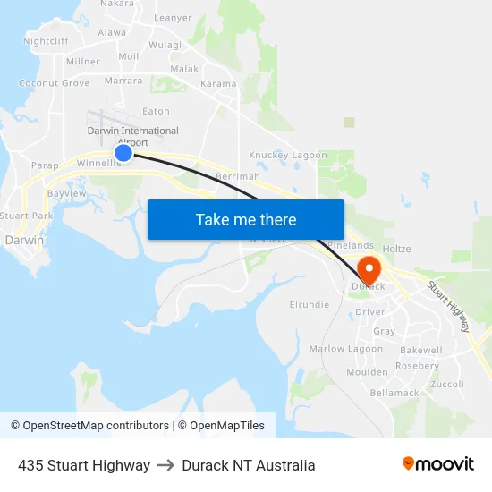 435 Stuart Highway to Durack NT Australia map