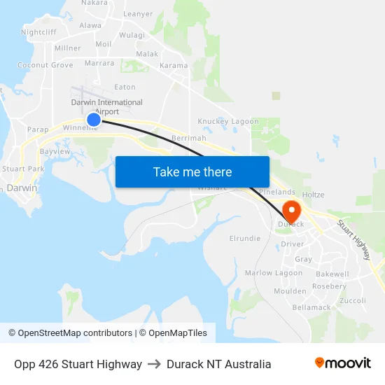 Opp 426 Stuart Highway to Durack NT Australia map