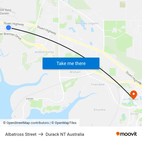 Albatross Street to Durack NT Australia map
