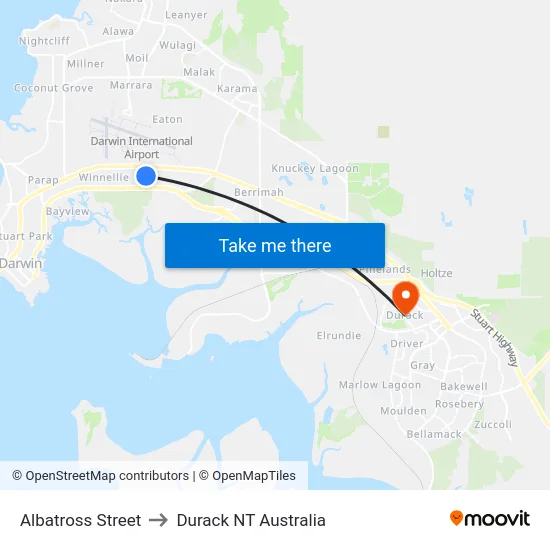 Albatross Street to Durack NT Australia map