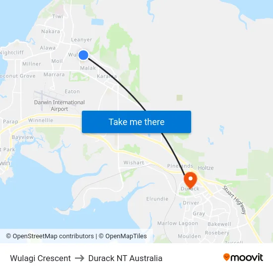 Wulagi Crescent to Durack NT Australia map