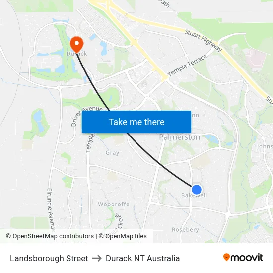 Landsborough Street to Durack NT Australia map