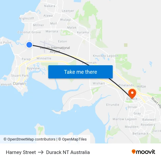 Harney Street to Durack NT Australia map