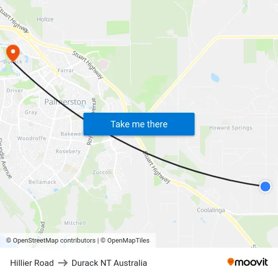 Hillier Road to Durack NT Australia map