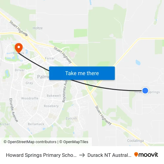 Howard Springs Primary School to Durack NT Australia map
