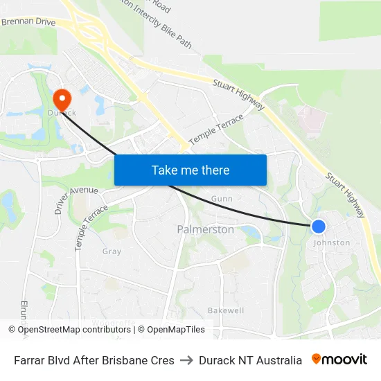 Farrar Blvd After Brisbane Cres to Durack NT Australia map