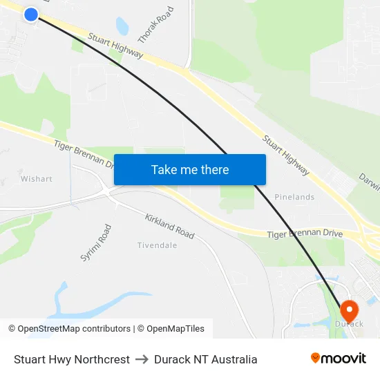Stuart Hwy Northcrest to Durack NT Australia map